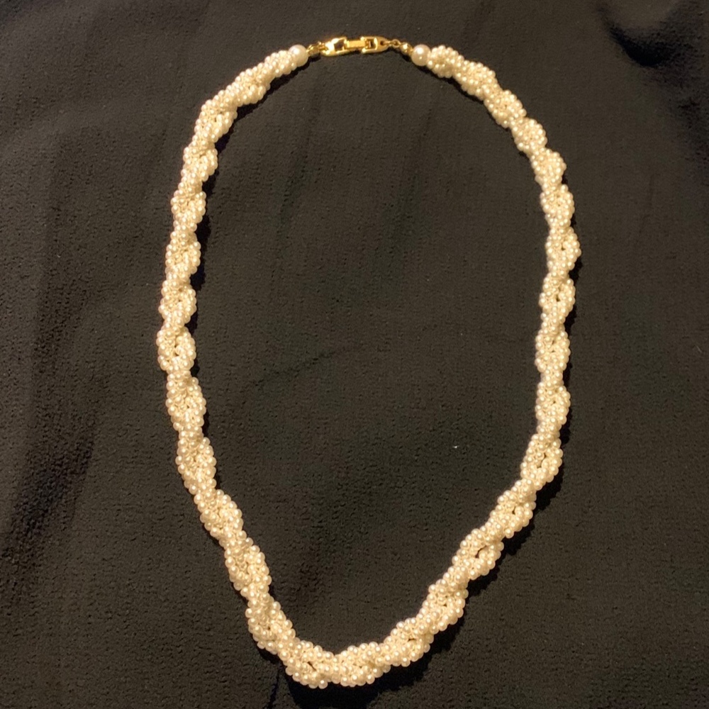 Napier Twisted Pearl Necklace Gold Tone Accents